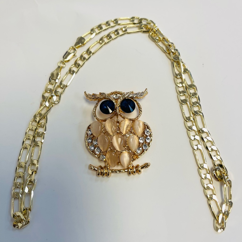 14k gold plated owl pendant with 22 inch chain